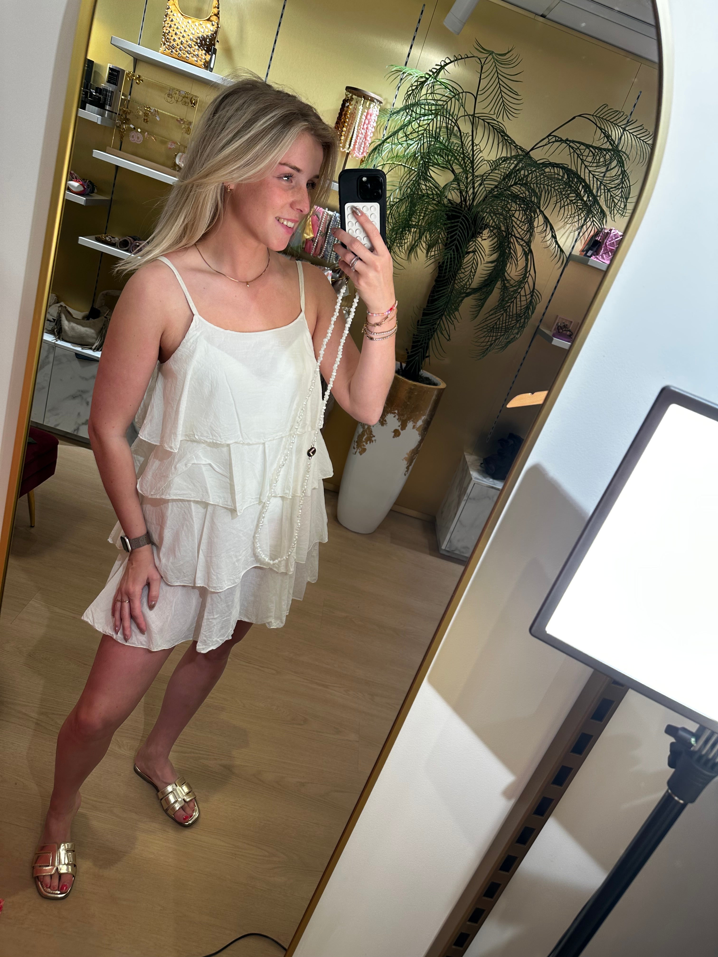 Studio Jolie Jurk ruffle Off white