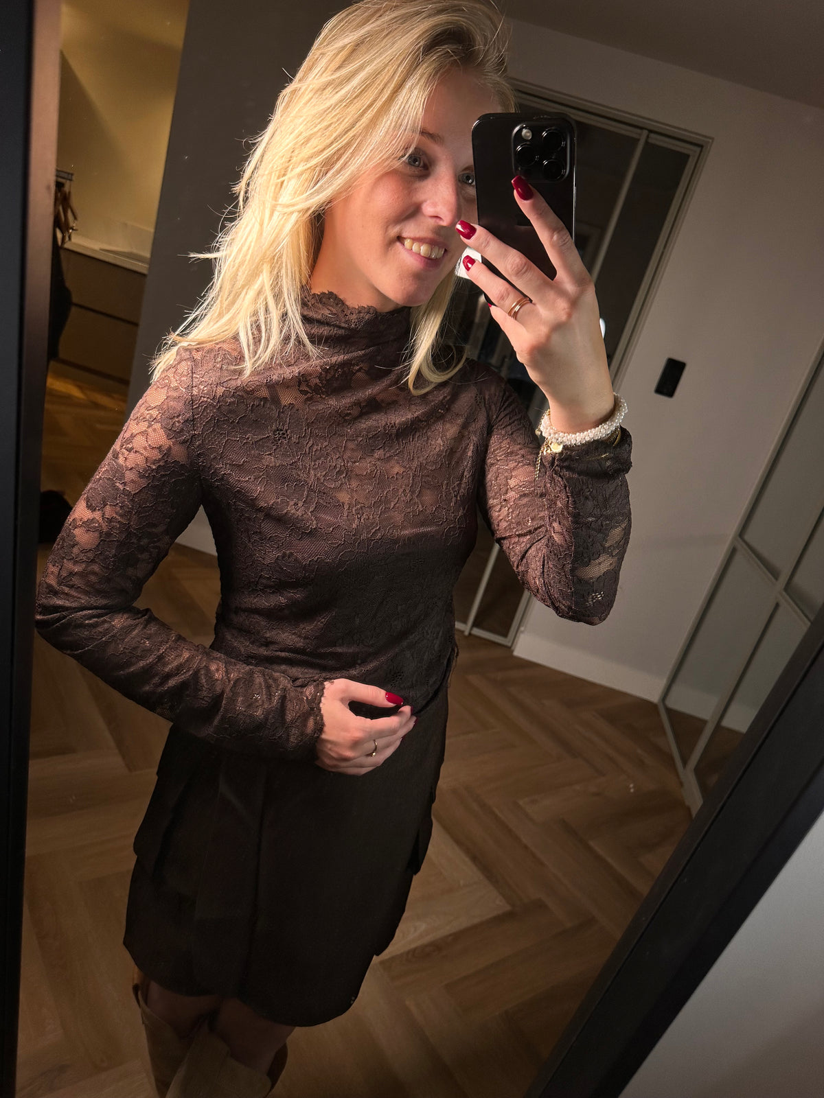 Studio Jolie Top kant Bruin