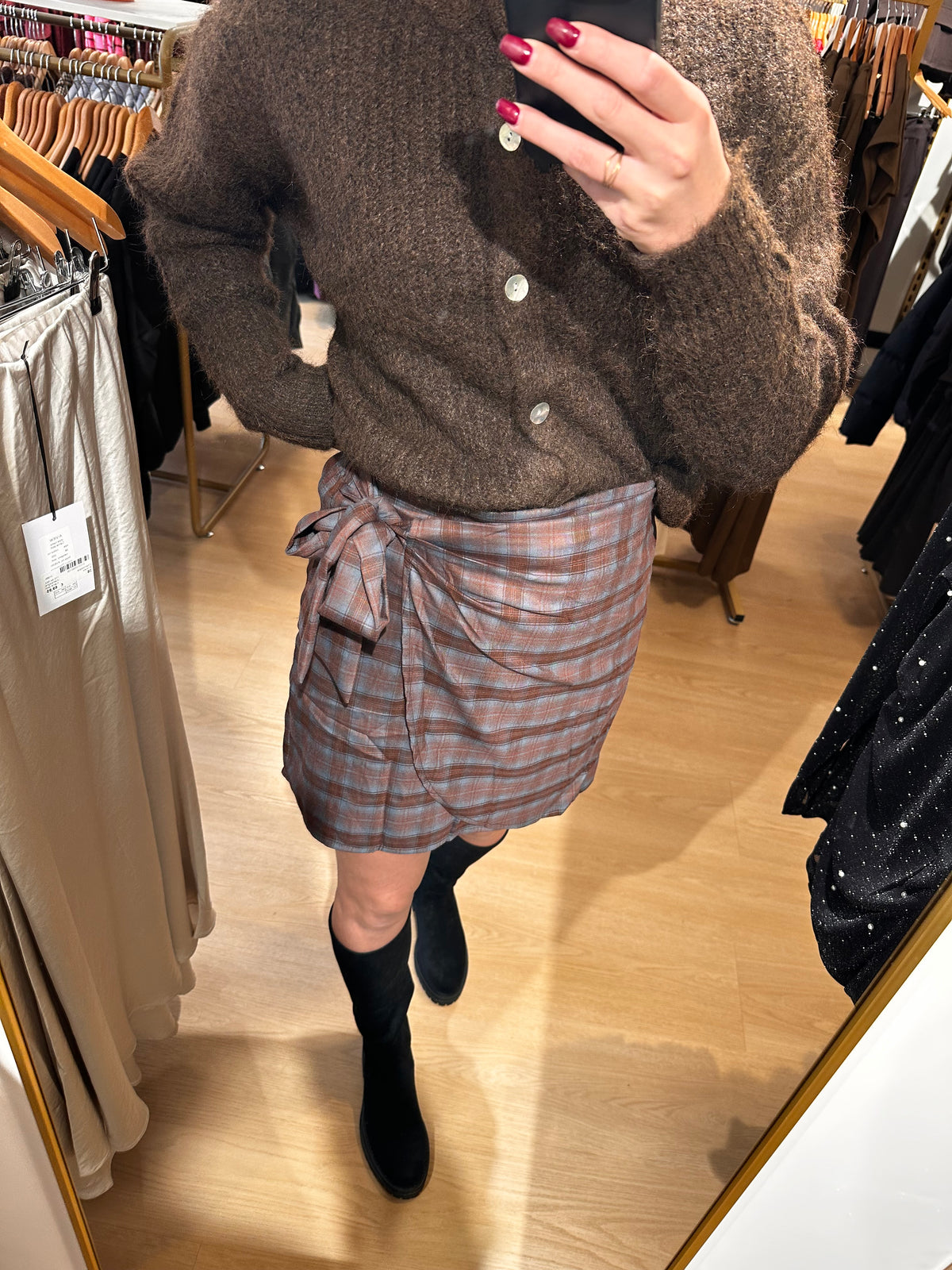 Studio Jolie Check Skirt Bruin