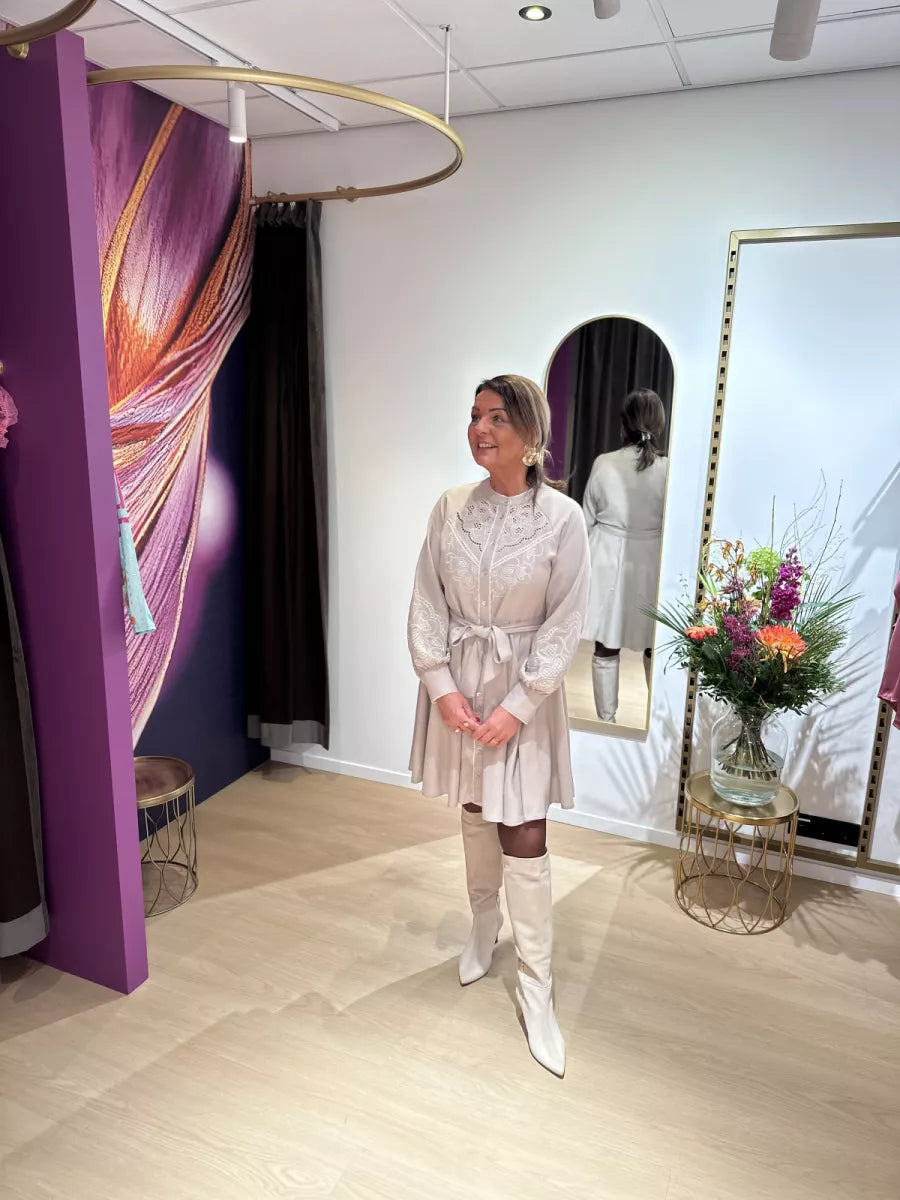 Studio Jolie Broderie jurk - Creme