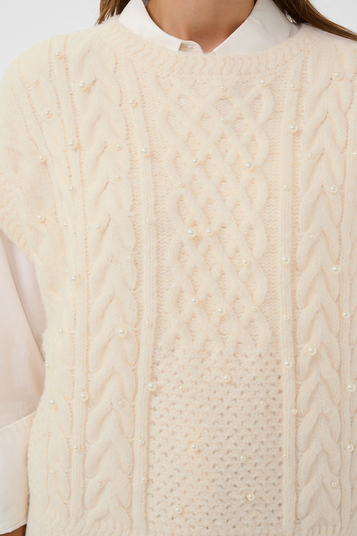 Saint Tropez Uwena Knit gilet - Seedpearl melange - Saint Tropez