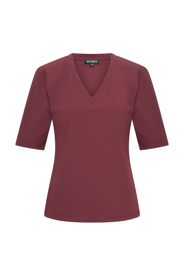 mi piace T-shirt V Neck Burgundy - Mi Piace