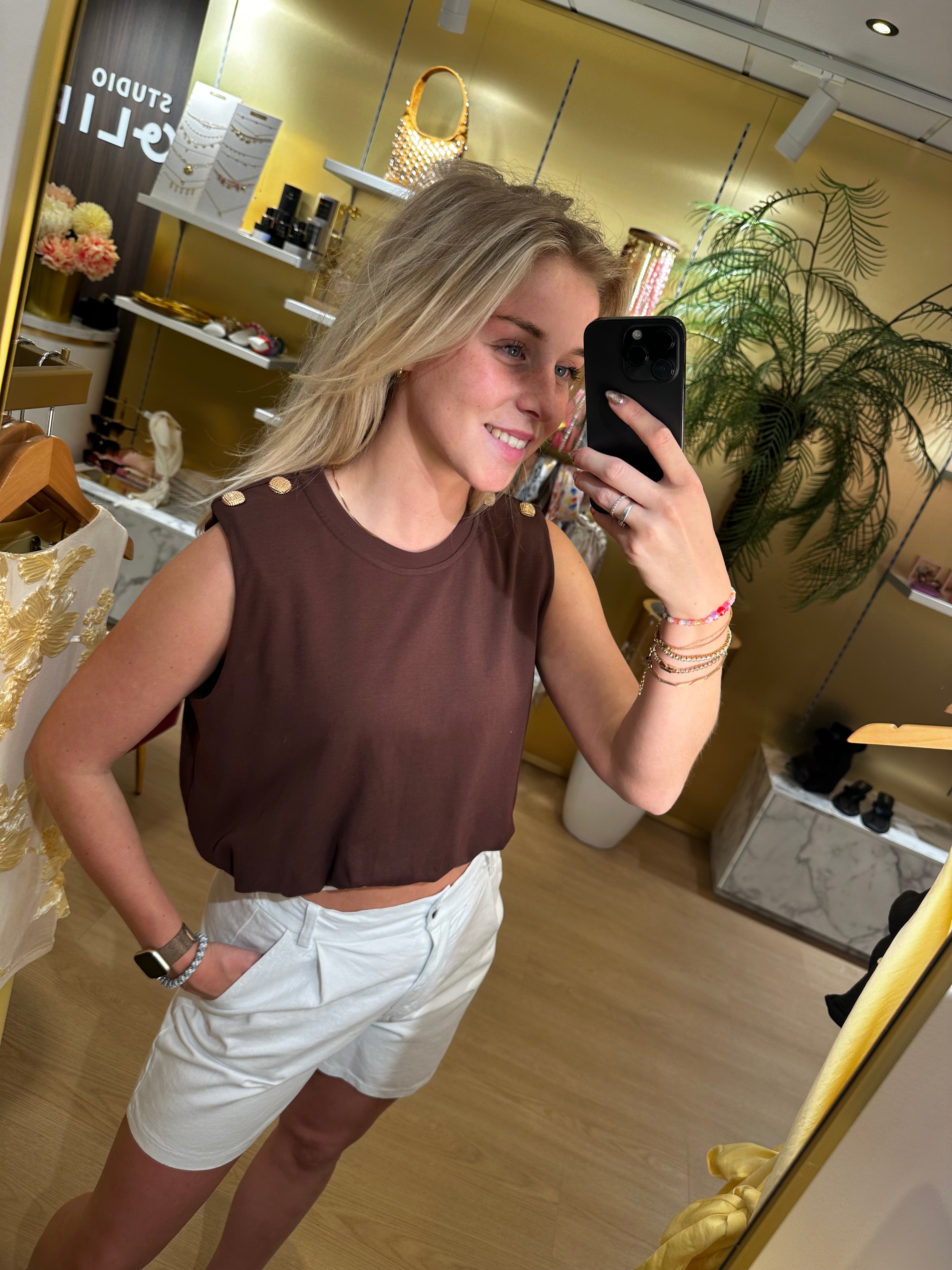 Studio Jolie Top bruin Ballon