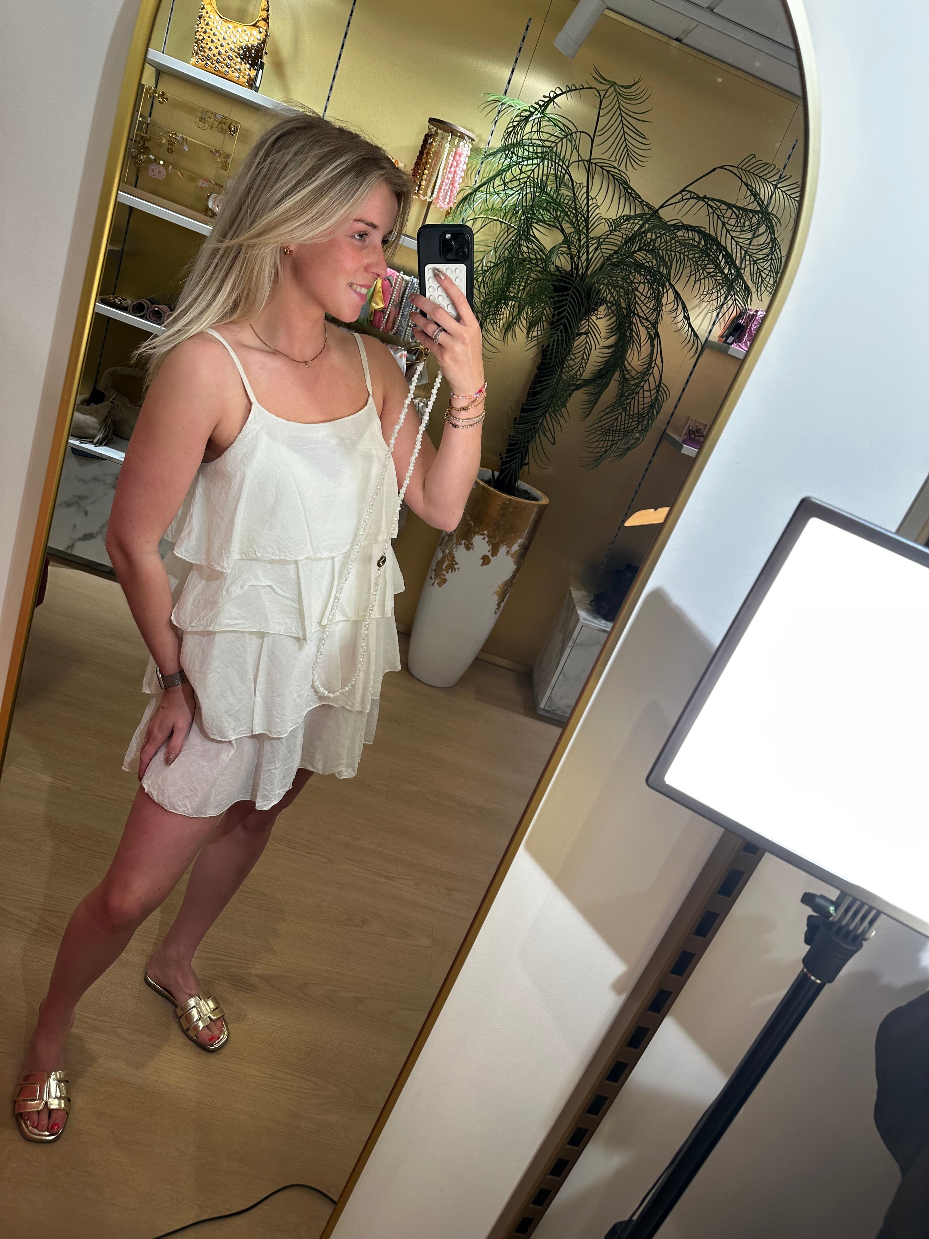 Studio Jolie Jurk ruffle Off white