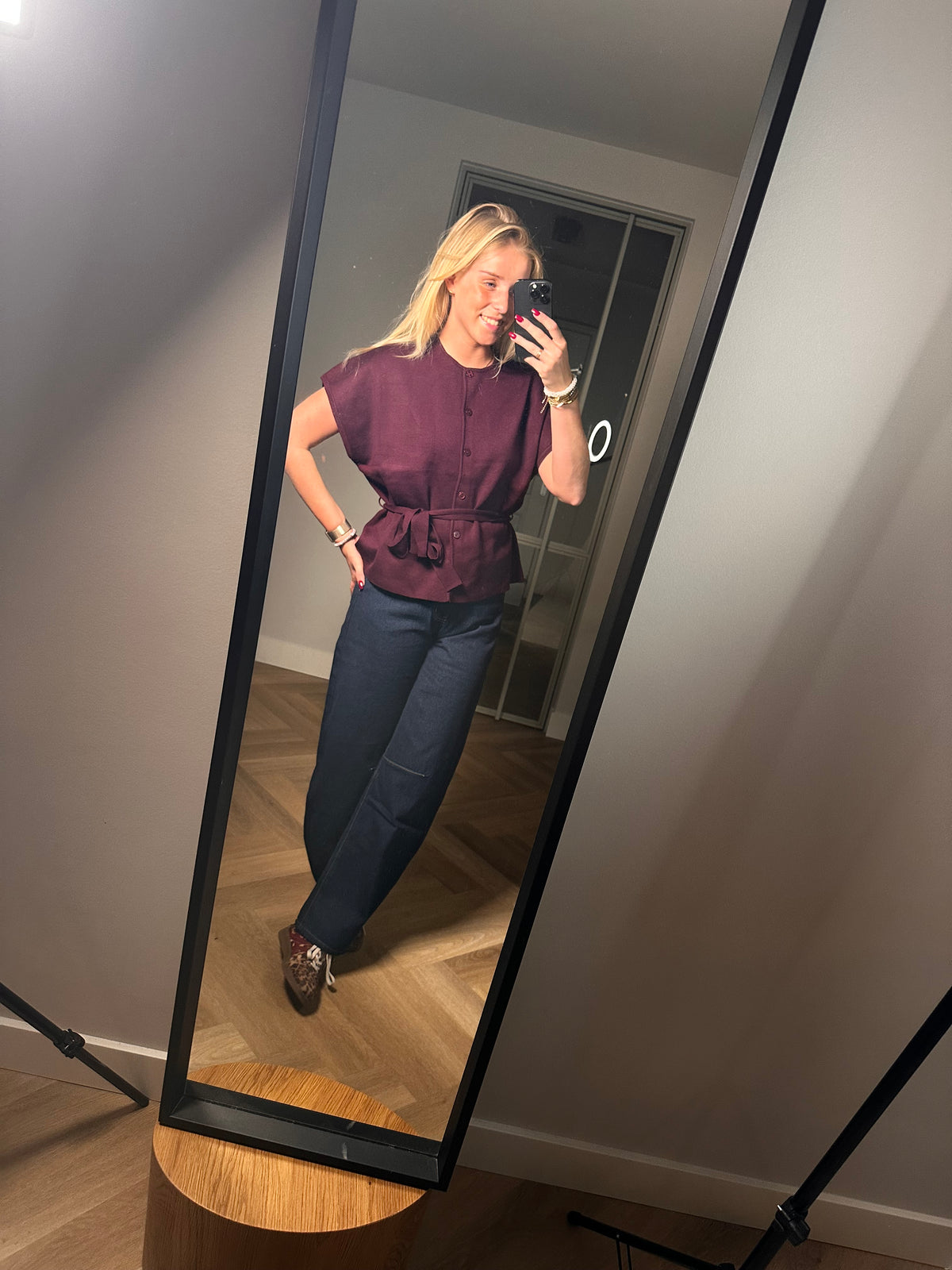Studio Jolie Gilet strik Bordeaux