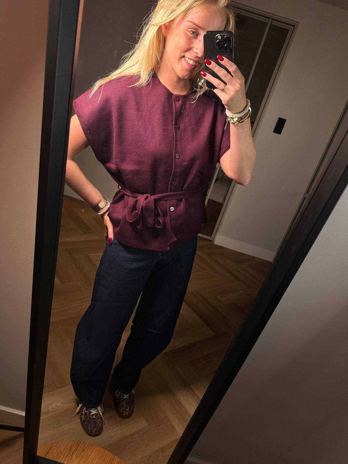Studio Jolie Gilet strik Bordeaux