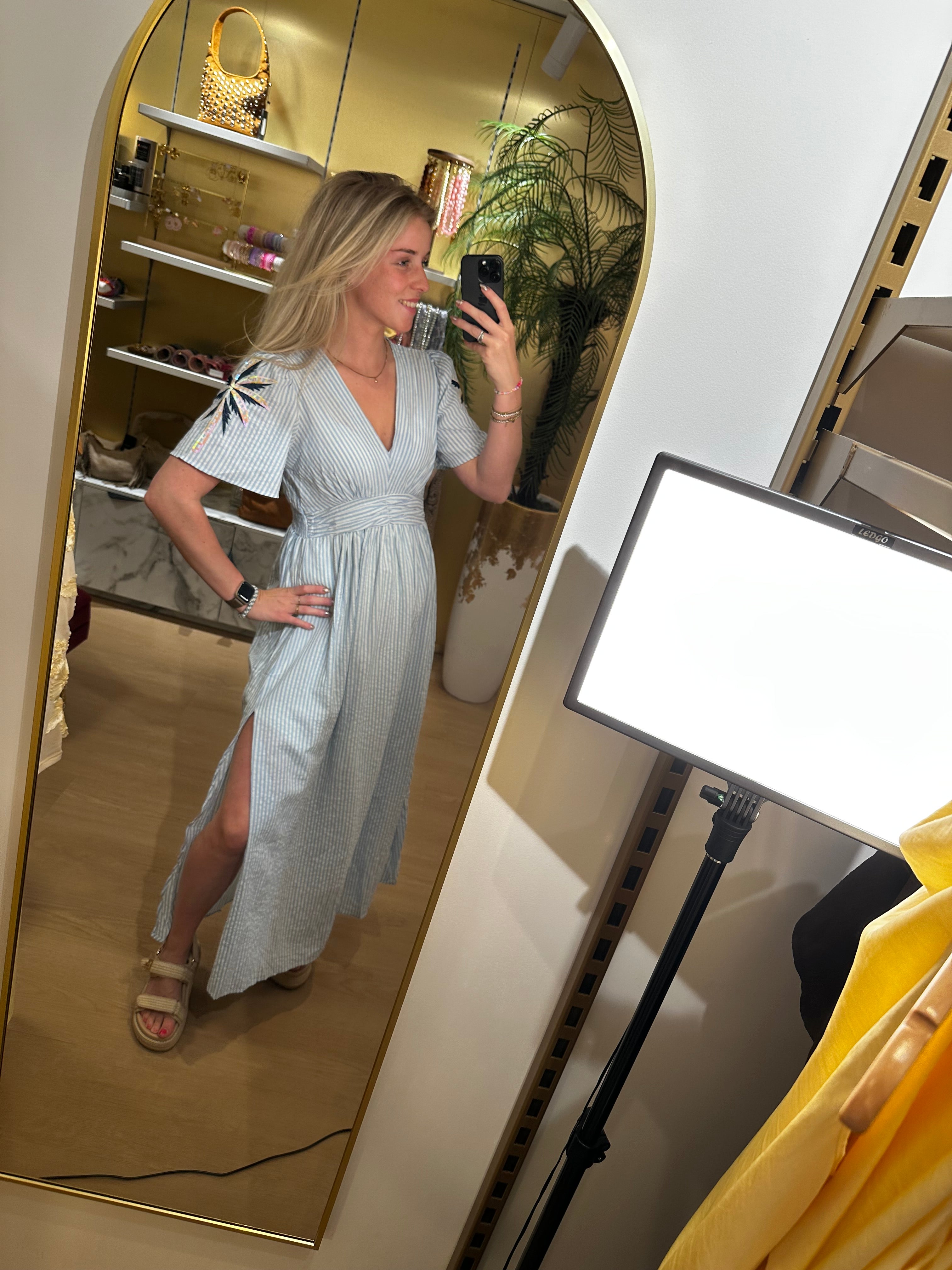 Studio Jolie Jurk stripe palm Blauw
