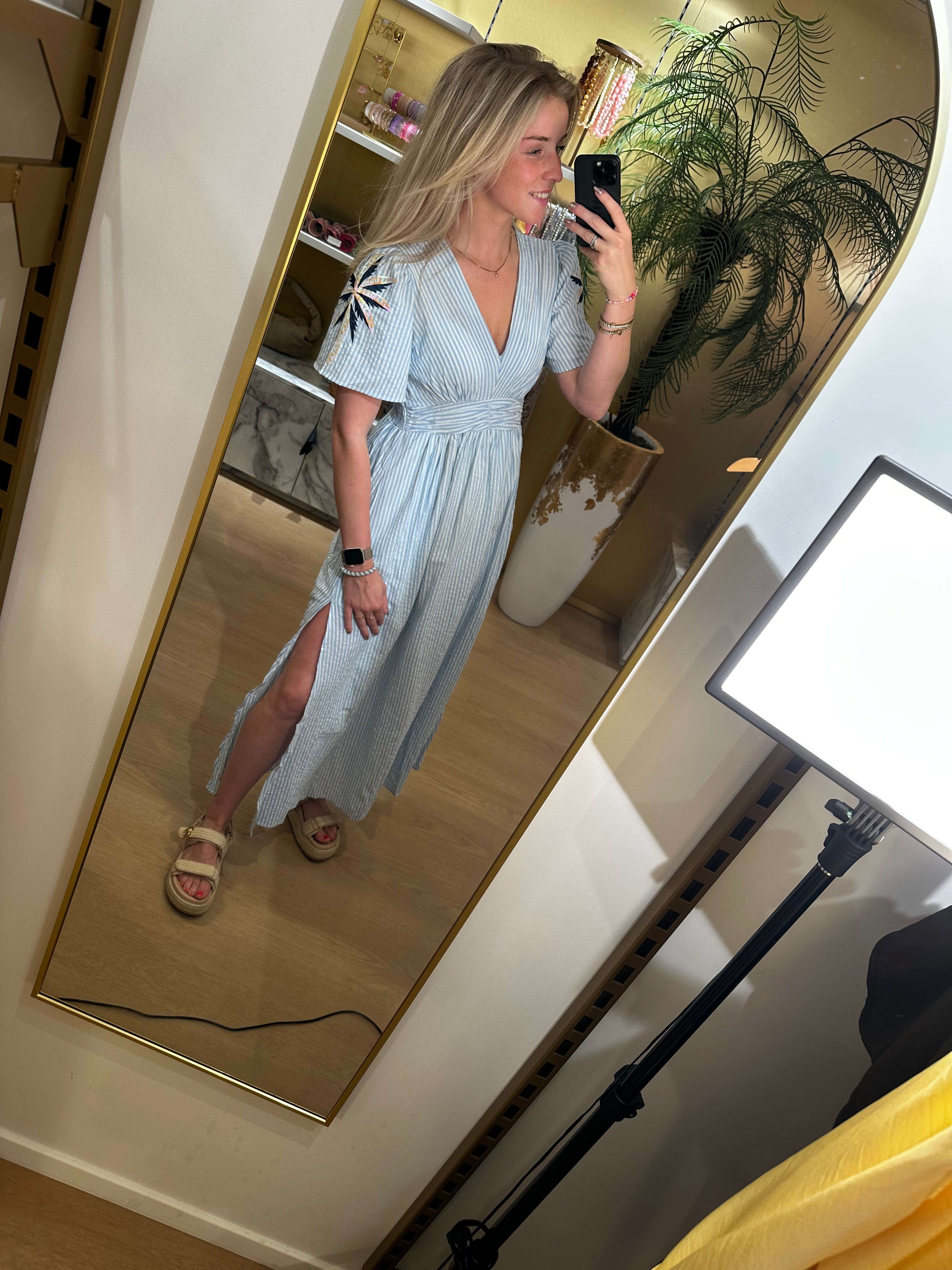 Studio Jolie Jurk stripe palm Blauw