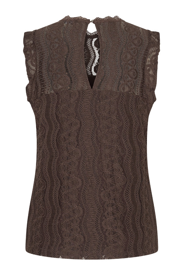 mi piace top mouwloos kant Espresso - Mi Piace